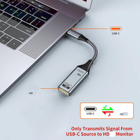 Adaptateur USB-C vers HDTV femelle NKIWI 8K/60Hz 4K/144Hz 240Hz HDR dynamique plaqué or avec câble tressé pour ordinateur portable, téléphone, projecteur