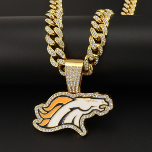 Collar con Colgante de Equipo de Fútbol Americano <span class=keywords><strong>Mustang</strong></span> Pintado, Cadena Cubana, Estilo Hip-Hop para Hombre, Gran Venta - Product Image 1