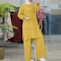 Vêtements islamiques tunique et pantalon musulman grande taille 2 pièces ensemble arabe moyen-orient solide Ramadan à manches longues costume pour femme