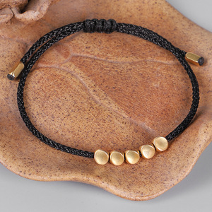 Hand-woven Bohemian Style Red String <strong>Bracelet</strong> Creative Irregular Copper Bead Rope Unisex <strong>Drawstring</strong> <strong>Bracelet</strong> - Product Image 4