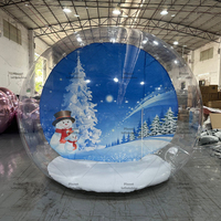 Cabane gonflable géante transparente personnalisée en forme de globe de neige, cabine photo gonflable pour affichage de marché de Noël et de fêtes