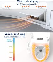 Siège de toilette bidet électrique allongé chauffant avec séchoir à air chaud, jet oscillant pulsé pour un lavage continu à l'eau chaude, en matériau ABS