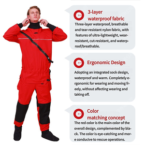 Juego Completo de Traje de <span class=keywords><strong>Rescate</strong></span> <span class=keywords><strong>en</strong></span> Seco para Control de Inundaciones, Chaleco Salvavidas Impermeable, Cálido, Rojo, Negro, Salvavidas de <span class=keywords><strong>Rescate</strong></span> <span class=keywords><strong>en</strong></span> Agua - Product Image 4