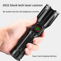 Nouvelle Lampe Torche LED Laser Blanche Transfrontalière 21700 Rechargeable USB Type-C pour Camping, Zoom Télescopique, Haute Luminosité, Portée 500m+, en Aluminium