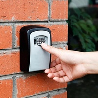 Mini Caja de Seguridad con Cerradura de Contraseña, Caja de Seguridad para Llaves Montada en Pared Exterior con Ojo de Gato, Antirrobo, para Hogar, Oficina, Interior