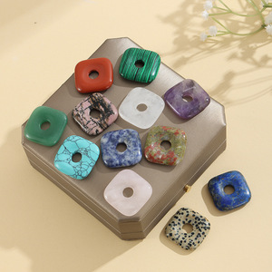 Perles carrées en pierres précieuses naturelles 7 styles de Lapis Lazuli Turquoise Améthyste Oeil de tigre <span class=keywords><strong>Malachite</strong></span> 30mm Écologique Sculpté pour - Product Image 3