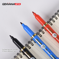 Stylo marqueur permanent GENVANA à pointe fine 1,0 mm, encre à base d'huile, anti-séchage 72 heures, étanche, avec logo personnalisé, 3 couleurs
