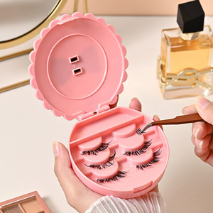 False Eyelash Organizer With Bow Design Cosmetic Storage <b>Box</b> For Desktop Makeup <b>Tools</b> <b>Pink</b> Beige Blue Colors - Product Image 2
