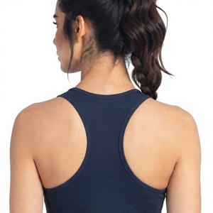 Pearia Industry Women's <b>Navy</b> Blue Scoop Neck Tank <b>Top</b> 100% Cotton Solid Casual Breathable Knitted Eco-Friendly Quick Dry - Product Image 5