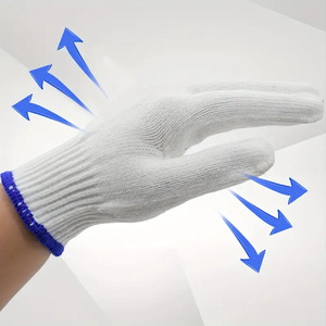 Guantes de algodón de trabajo de seguridad blancos blanqueados 10G de alta calidad Guantes de seguridad de punto Guantes de algodón blancos baratos - Product Image 2