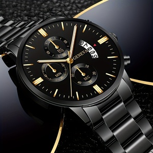 1 montre-bracelet à quartz en acier inoxydable pour homme, une montre tendance pour les affaires à un prix abordable - Product Image 1