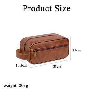 MOQ rendah modis kasus riasan kosmetik ringan penyimpanan tahan air Vegan PU kulit tas perlengkapan mandi perjalanan untuk pria wanita - Product Image 5