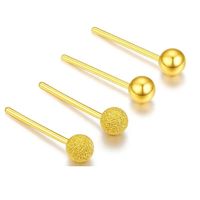 Pendientes de Oro Real de 24K, 999, con Cuentas de 5mm, 5G, para Mujer, Diseño 3D de Bola Dura, Marca Xinfly