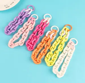 Moda carino Color caramella stile coreano portachiavi borsa gancio decorazione catena acrilica braccialetto Anti perso catena da polso per Airpods