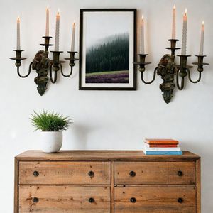 American Retro Copper <b>Wall</b> Mount Candle Holder Multi Head E14 Bulb Home Decor <b>Lighting</b> - Product Image 2
