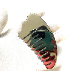 Peigne de massage Gua Sha en acier inoxydable 304, outils de massage pour le visage, rouleau de jade, peigne métallique, pierre Guasha - Product Image 3