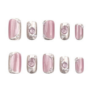 30 Piezas de <span class=keywords><strong>Uñas</strong></span> Acrílicas de Alta Calidad con Diseño de Ojo de Gato en <span class=keywords><strong>Color</strong></span> <span class=keywords><strong>Morado</strong></span>, <span class=keywords><strong>Uñas</strong></span> Postizas con Cuentas de Burbuja, Venta al por Mayor con Empaque en Cajas - Product Image 5