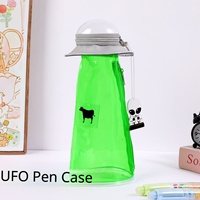 Trousse à crayons transparente verte 3D UFO Alien, jolie trousse à stylos à fermeture éclair pour enfants, étudiants, organisateur de papeterie scolaire et de bureau