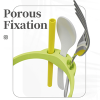 YDS Sangle de fixation en silicone pour cuillère, Sangle de transport pour bouteille d'eau, Support pour bocaux Mason, Repose-cuillère et porte-paille, Support à café en silicone