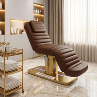 Lit de massage électrique 3 moteurs de luxe doré sur mesure pour salon de beauté, table de soin cosmétique, chaise de spa facial, lit pour extensions de cils