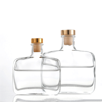 Bouteille diffuseur de parfum en verre transparent carrée plate de 100 ml et 200 ml, vide, avec bouchon métallique pour parfum – Vente en gros
