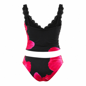 Conjunto de Bikini con Estampado Floral, Secado Rápido, Traje de Baño de Dos Piezas con Volantes para Mujer - Product Image 4