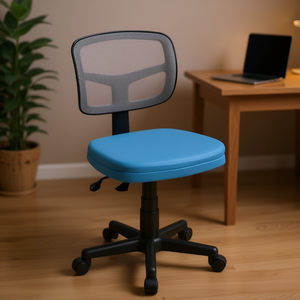 Home <b>Office</b> <b>Armless</b> Lift <b>Chair</b> Adjustable Height Breathable Fabric Computer <b>Chair</b> Contemporary Design Swivel Base Plastic Legs - Product Image 2