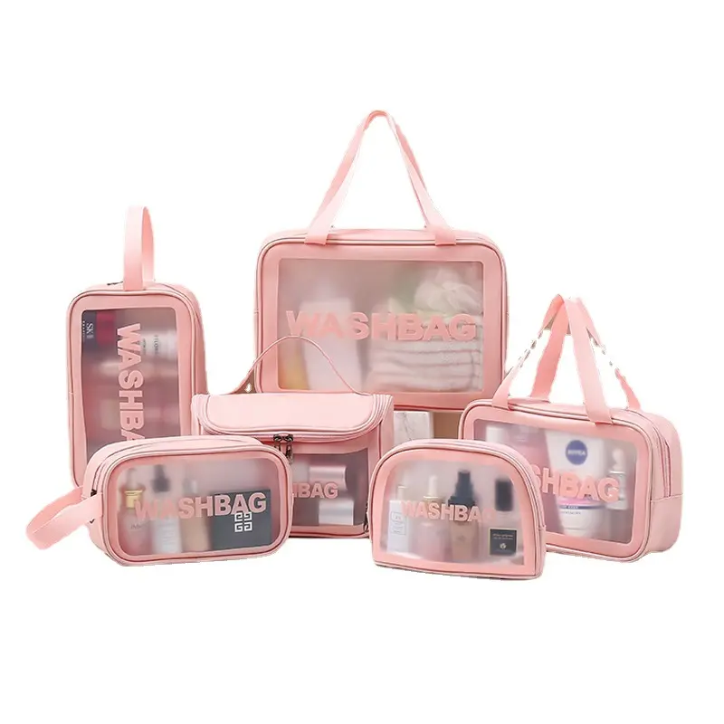 New Transparent Makeup Bag Six Sets PVC Wash Storage Bag Laundry Swimming Beach Bag