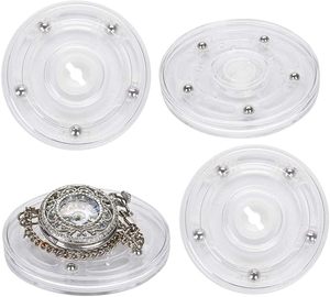 Organizador de tocadiscos <span class=keywords><strong>Lazy</strong></span> <span class=keywords><strong>Susan</strong></span> de acrílico de 3 pulgadas, Base de exhibición giratoria, acrílico blanco para estante de especias, mesa, pastel, cocina - Product Image 1