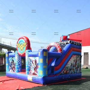Château gonflable commercial <span class=keywords><strong>Super</strong></span> Héros Avengers Fun City avec toboggan et aire de jeux 6mx6mx5m 2000KGS - Product Image 3