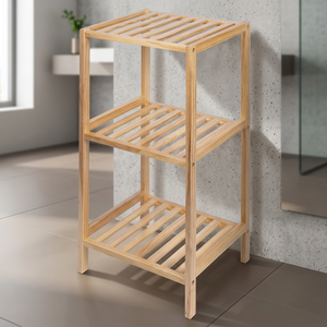 ตู้เก็บของในห้องน้ำแบบตั้งพื้น 3 ชั้น รุ่น Sordine Rustic-Style ทำจากไม้สนธรรมชาติ แข็งแรงทนทาน - Product Image 3