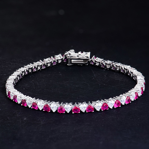 Wholesale Colorful Heart Shape Charm Women's Jewelry 925 Silver <b>Chain</b> Link <b>Iced</b> <b>Out</b> Vvs Moissanite Diamond Tennis Bracelet - Product Image 1