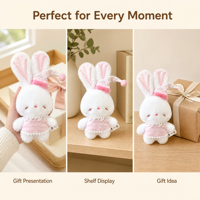 Porte-clés personnalisé en peluche lapin, poupée lapin de dessin animé, jouet en peluche doux, breloque de sac, cadeau pour filles et amies, accessoire