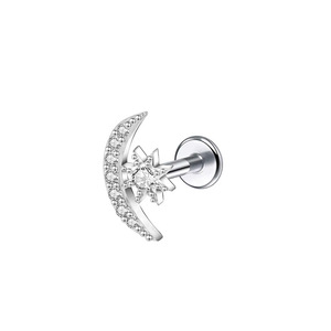 Pendientes de Cartílago de <span class=keywords><strong>Acero</strong></span> <span class=keywords><strong>Inoxidable</strong></span> 316L con Circonitas, Diseño de Luna, Estrella y Tulipán, Joyería de Piercing para Mujer, Nueva Tendencia 2026 - Product Image 3