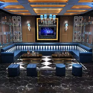 Latest Leather Customized Club Furniture Sofa Indoor KTV Luxury Pub Bar L Shape Booth Seating