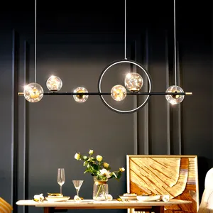 식당 주방 거실 침실 별 디자인 천장 교수형 조명을위한 새로운 현대 LED 펜던트 램프 유리 볼 샹들리에