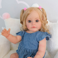 Poupées Reborn en vinyle de 22 pouces (55 cm) avec cheveux bouclés mi-longs, faites à la main, jouet DIY pour filles et garçons LOL