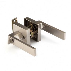 Modern Sliding Door Lock Set Aluminum Handle 60mm Bright Chrome Plated <b>Square</b> Privacy Lever Lock Right Left Sided ANSI Grade 2 - Product Image 4