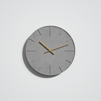 Jam Dinding Beton Warna Solid Tanpa Angka Dengan Skala Garis Timbul Jam Dinding Quartz Senyap untuk Kamar Tidur Rumah Tamu Grosir