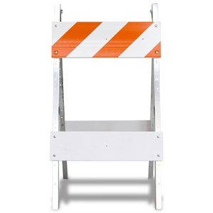 Barrière pliante en acier entièrement assemblée et prête à l'emploi avec panneaux réfléchissants orange et blanc haute intensité - Product Image 3
