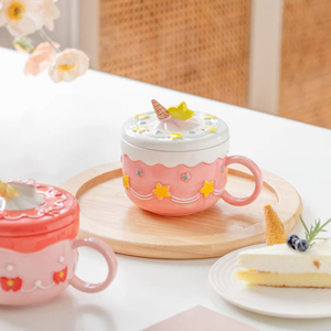 แก้วกาแฟเซรามิคน่ารัก ฝาปิดลายการ์ตูน ปรับแต่งสีและโลโก้ได้ เหมาะสำหรับงานปาร์ตี้ สวยงามมีสไตล์ ลงตัวกับไอจี ความจุ 401-500 มล. - Product Image 4