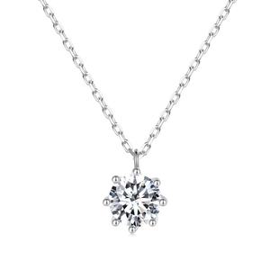 Bijoux de mariage fins 925 argent Sterling couleur D Vvs Moissanite Solitaire femmes fiançailles pendentif collier - Product Image 1