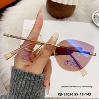 Nouvelles lunettes de soleil photochromiques sans monture œil-de-chat élégantes pour femmes, look audacieux et tendance, verres épais, protection UV400, parfaites pour
