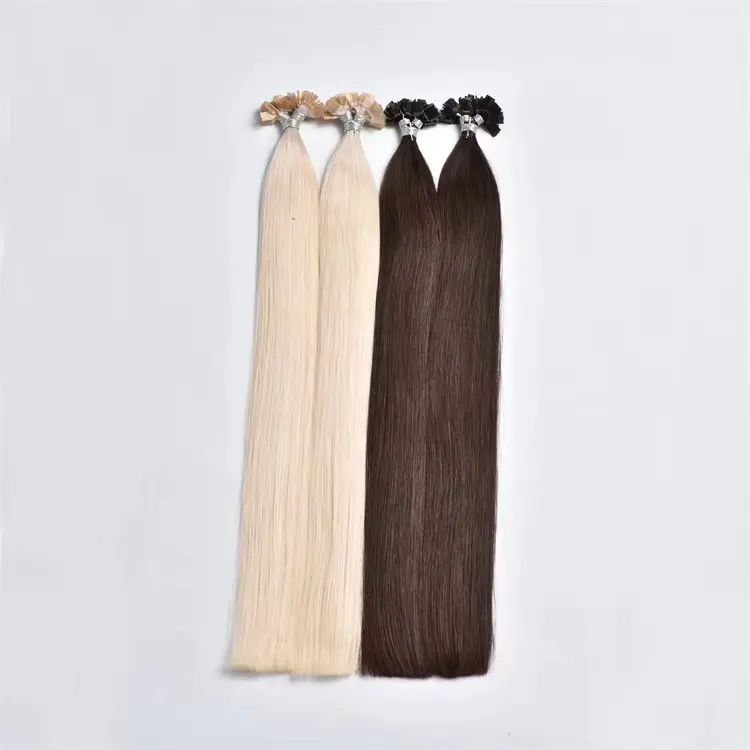 Manufacture price human remy flat tip hair extensions double drawn full ends