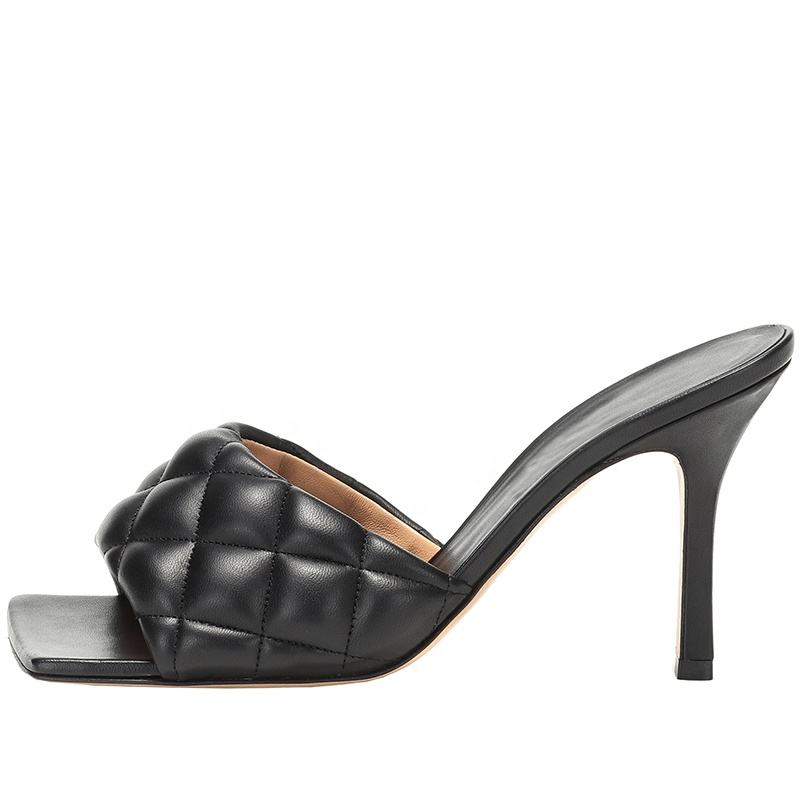 Plus Size Casual Black White Ladies Slippers Square Toe Mules Slip