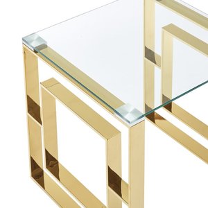 Table basse de luxe MR avec plateau en verre trempé, table centrale de salon, table à thé en acier inoxydable pour canapé - Product Image 3