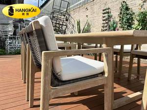 Sang Trọng Ngoài Trời Ăn Uống Đặt 6-8 Chỗ Ngồi Gỗ Tếch Và Mây Dệt Vườn Bảng & Ghế Cho Sân Hoặc Khách Sạn - Product Image 5