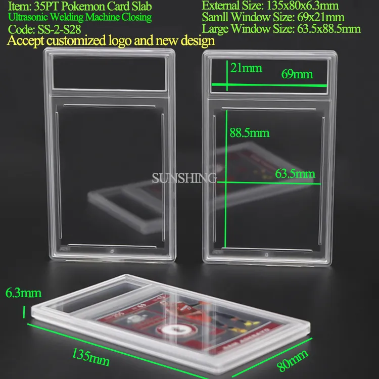 100PCS Clear Small Plastic PP PVC Acrylic Display Case For PSA Card Baseball CGC Slabs For Pokemon Ultrasonic Card Holder Case