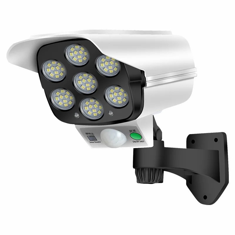 77 LED Outdoor Motion Sensor Solar Lights FloodLight Waterproof Wireless Dummy Decoy Fake Security Camera for Porch Garden Patio