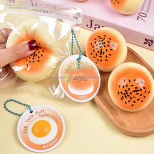 6cm Slow Rebound Squeeze Egg Yolk <b>Puff</b> Simulation Bread Soft Stress Reliever Decor Toy Solid No Liquid No Gel Girls - Product Image 3